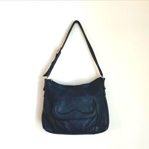 Pebbled Leather Shoulder Bag - Black